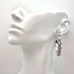 FREE PEOPLE Buckaroo C shaped hoop white marble earrings | NWOT